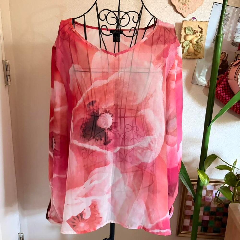 Nue Options Floral Sheer Top L